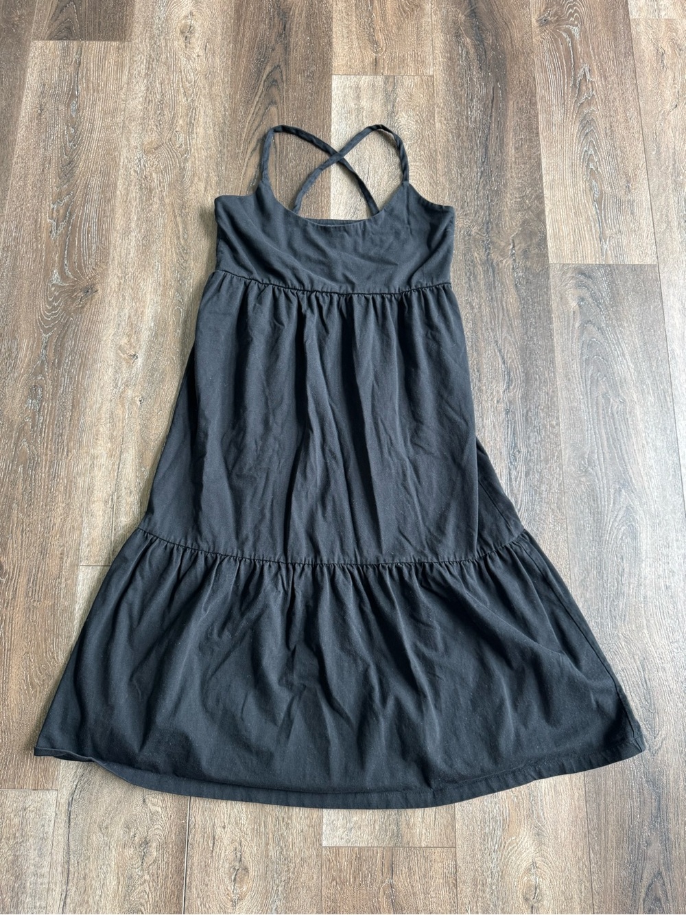 GAP Women’s Black Tiered Sundress with Crisscross Straps Size Small TALL